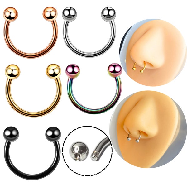 Piercing de nez piercing tragus piercing septum fer à cheval anneau de fer à cheval boucle d'oreille piercing à lèvres anneau barre épaisseur 1,2 mm fer à cheval