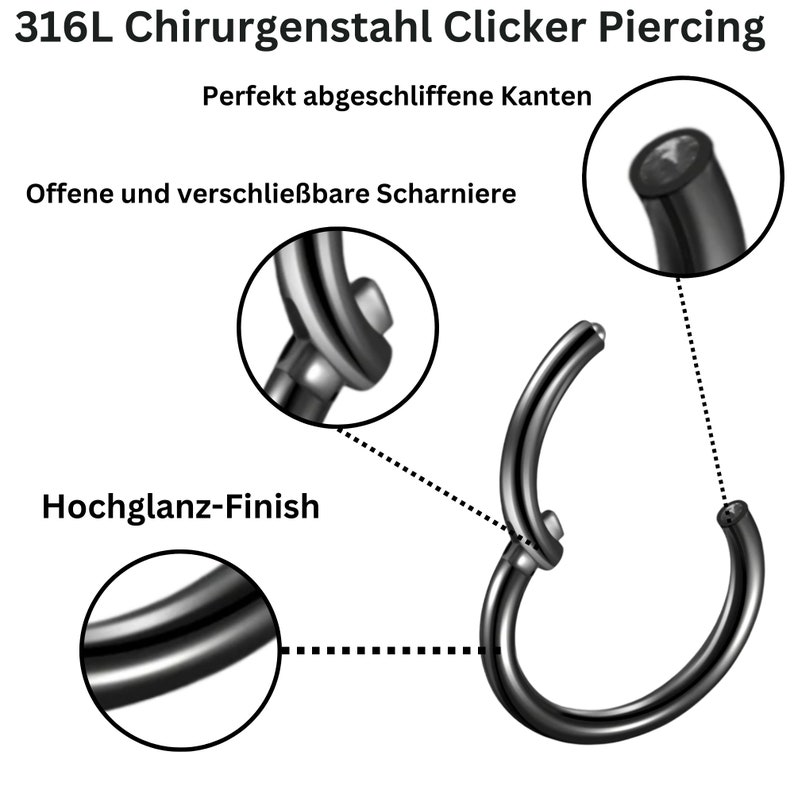 Piercing Clicker Hoop Piercing Clicker Nose Piercing Helix Piercing Universal Ear Hinge Segment Septum Nose Lip Ear Intimate image 4