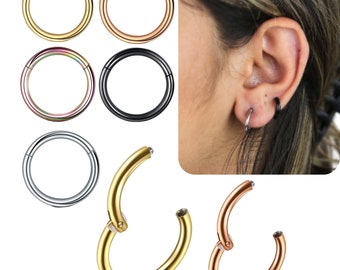 Anneau segmenté piercing hélix piercings acier chirurgical 316L - segment de charnière universel pour septum, nez, lèvre, oreille - différentes couleurs