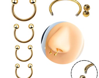 Nose piercing septum piercing surgical steel piercing ring helix piercings– universal nose piercing for septum, nose, lip, ear gauge 1.2 mm