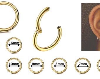 Segmento anillo piercing anillo hélice piercings acero quirúrgico 316L oro - segmento de bisagra universal para tabique, nariz, labio, oreja