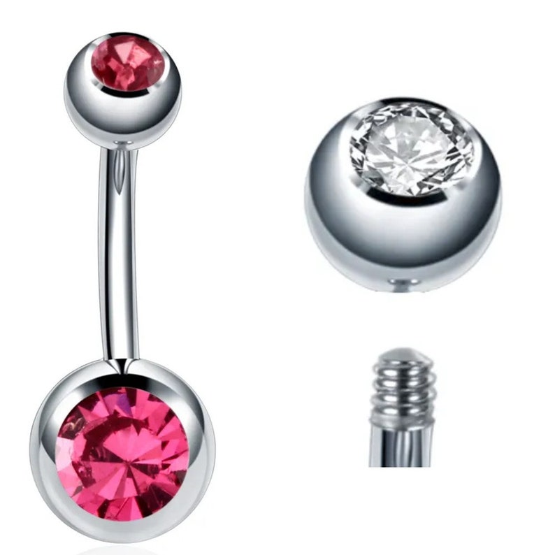 Belly Button Piercing 316L Surgical Steel Crystal Belly Button Ring / Silver / Rose Gold /Gold/ Navel Piercing / Navel Ring Rose
