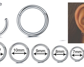 Segment ring piercing ring helix piercings surgical steel silver - universal hinge segment for septum, nose, lip, ear