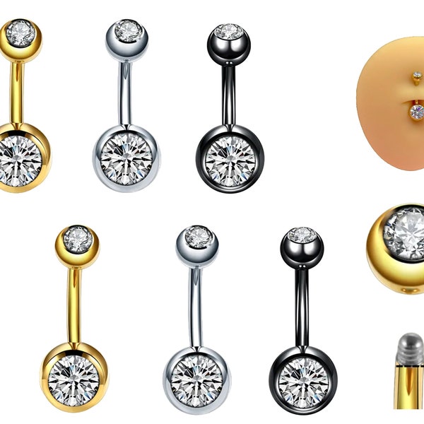 Belly Button Piercing 14G Titan Kristall Bauchnabel Ring / Silber / Rosegold /Gold/  Bauchnabel Piercing / Bauchnabel Ring Gauge 1,2mm