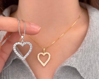 27 cm necklace with heart pendant brass necklace timeless beauty in silver and gold