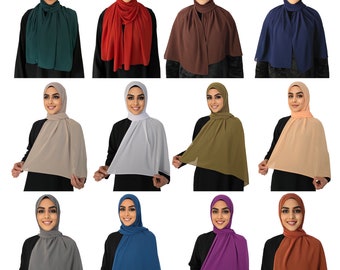 Hijab hoofddoek - premium chiffon hijab voor dames, hoofddoek van lichtgewicht stof - 180 x 70 cm groot, hoofddoek van hoogwaardige stof hijab voor dames