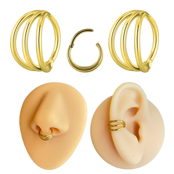 Septum Piercing Chirurgenstahl Piercing ring Helix Piercings– Universal Nasenpiercing Gold für Septum, Nase, Lippe, Ohr – Stilvolles Design