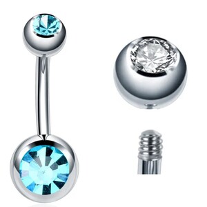 Belly Button Piercing 316L Surgical Steel Crystal Belly Button Ring / Silver / Rose Gold /Gold/ Navel Piercing / Navel Ring Türkis