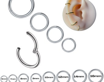 Anillo de segmento piercing anillo hélice piercings acero quirúrgico plata - segmento de bisagra universal para tabique, nariz, labio, oreja