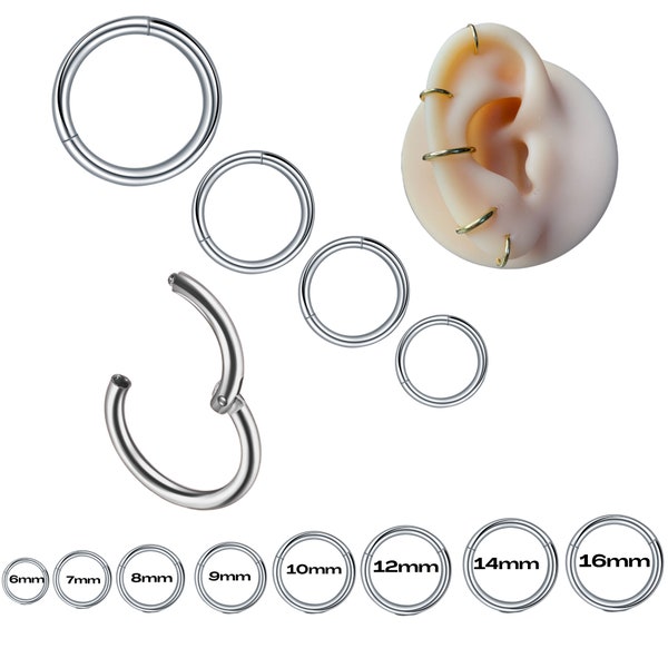 Segmentring piercing ring helix piercings chirurgisch staal zilver - universeel scharniersegment voor septum, neus, lip, oor