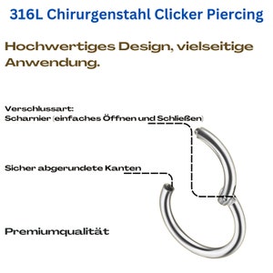 Segmentring piercing ring helix piercings chirurgenstahl-Silber Universal Scharniersegment für Septum, Nase, Lippe, Ohr Bild 6