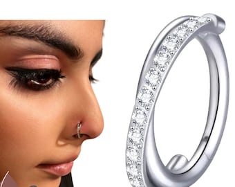 Piercing titane segment anneau nez piercing septum clicker oreille piercing avec coupes tout autour 1,2 mm * 8 mm couleur argent