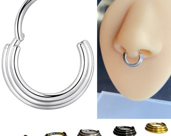 Piercing de nez en argent, piercing d'hélice, piercing de septum d'oreille, piercing de nez, acier chirurgical 316L, piercing de septum, anneau clicker