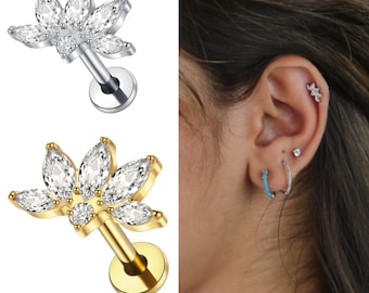 Nasenpiercing Titan Lippenstecker piercing ring helix piercings –Silber- Gold- Stilvolles Design-Stabstärke 1,2mm-Stablänge 8mm-Labret