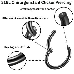 Anneau segmenté piercing hélix piercings acier chirurgical 316L segment de charnière universel pour septum, nez, lèvre, oreille différentes couleurs image 4