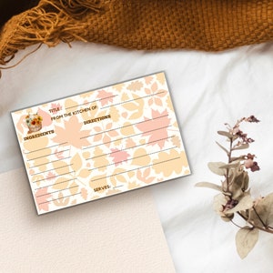 Fall Leaves Recipe Card,Instant Download,Digital Cards,Thanksgiving Recipe Card,Printable Autumn Card,Recipe Box,6&quot; x 4&quot;