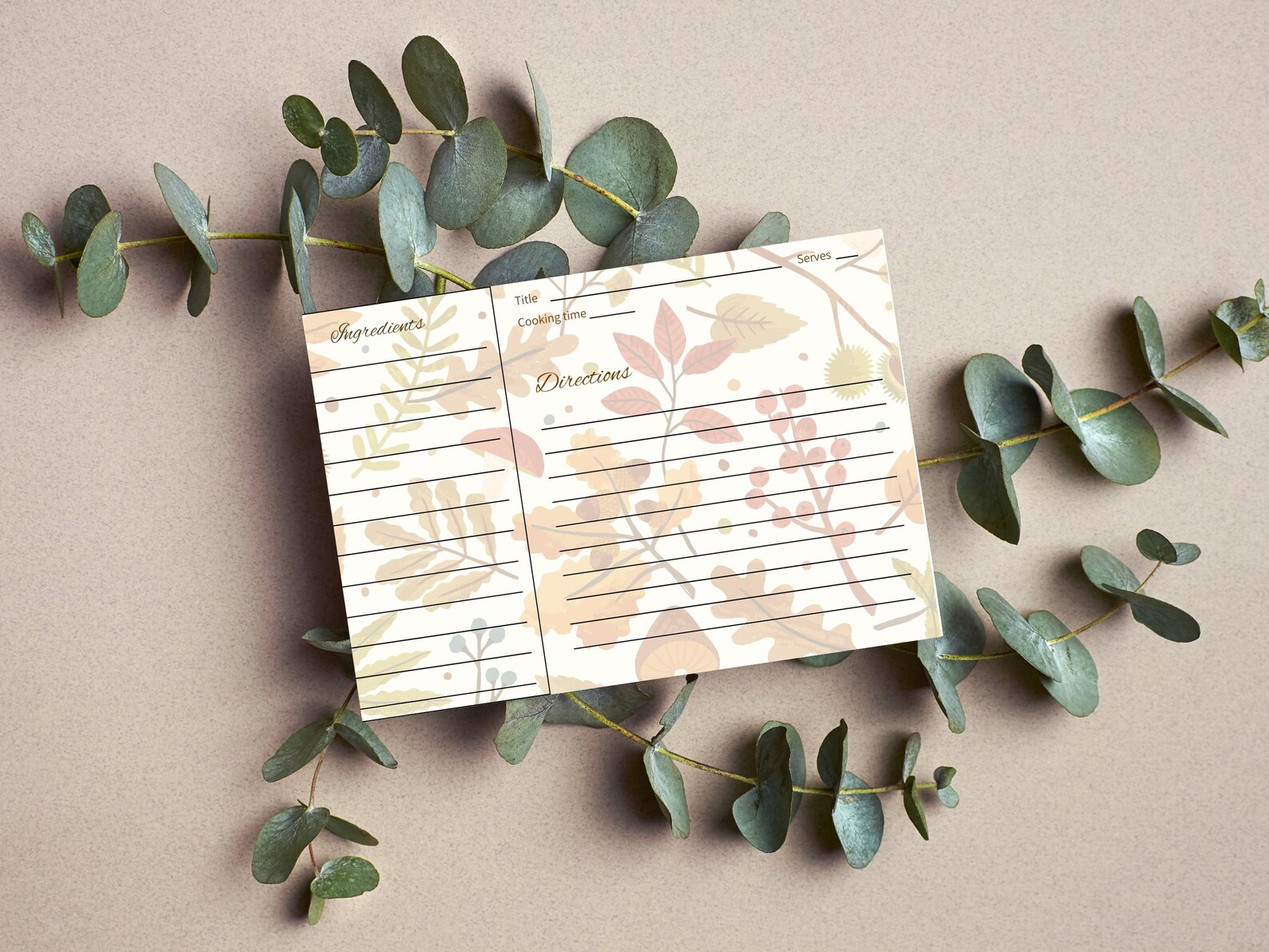 Printable Fall Recipe Cards,instant Download,autumn Cooking and Baking