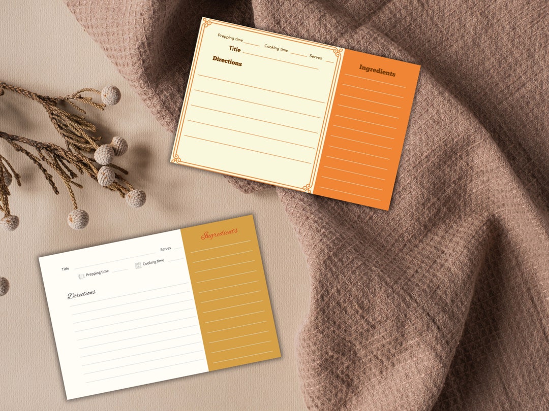 Fall Recipe Card,instant Download,digital Cards,thanksgiving Recipe ...