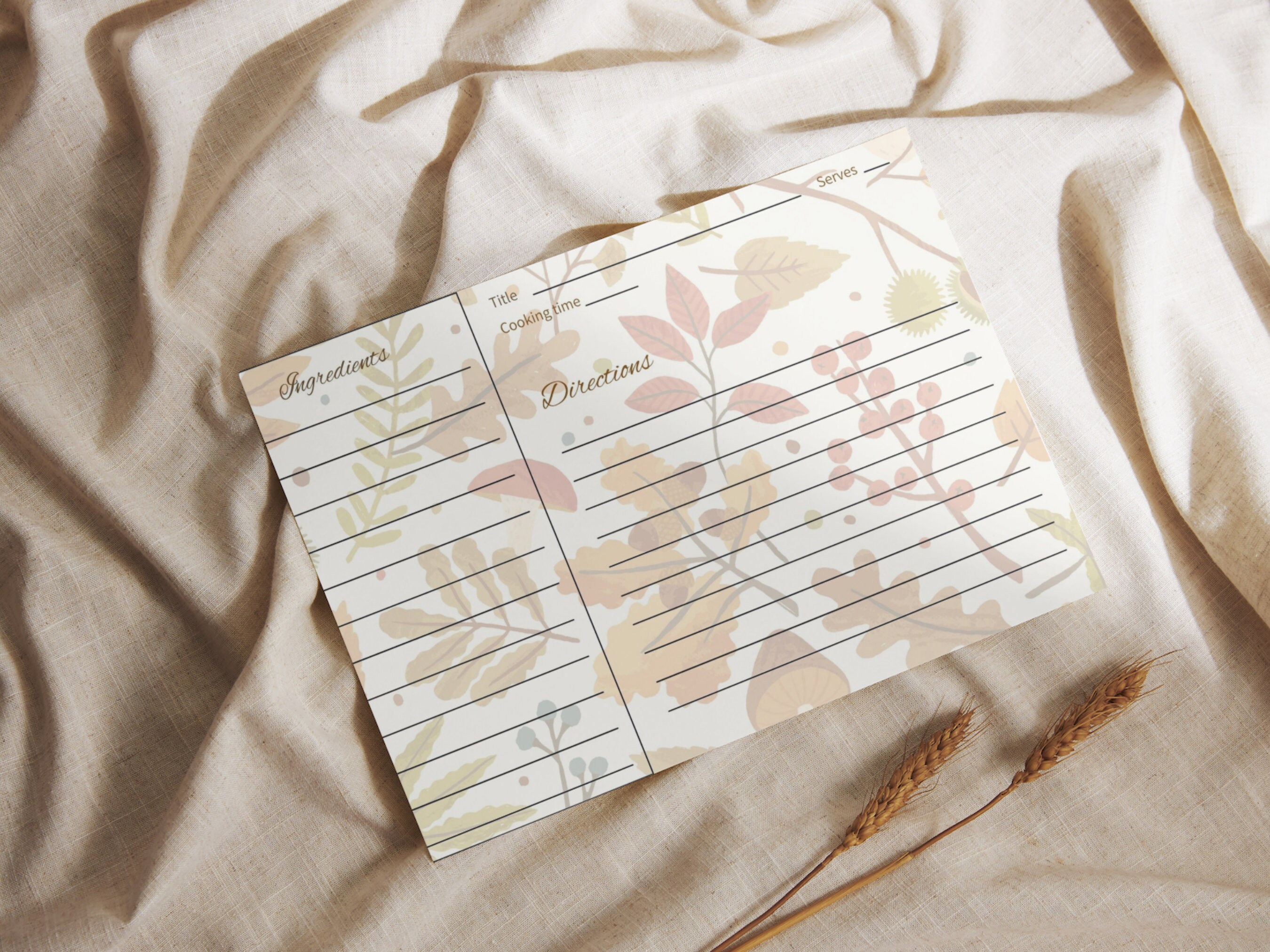 Printable Fall Recipe Cards,instant Download,autumn Cooking and Baking