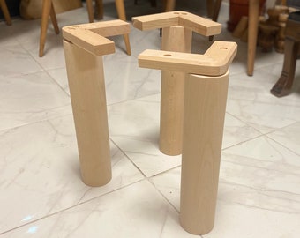 Cylinder Wood Legs 3" for Heavy Tables Farmhouse Dining Table Legs Solid Wood Legs Midcentury Home Decor Beech wood legs Walnut wood legs