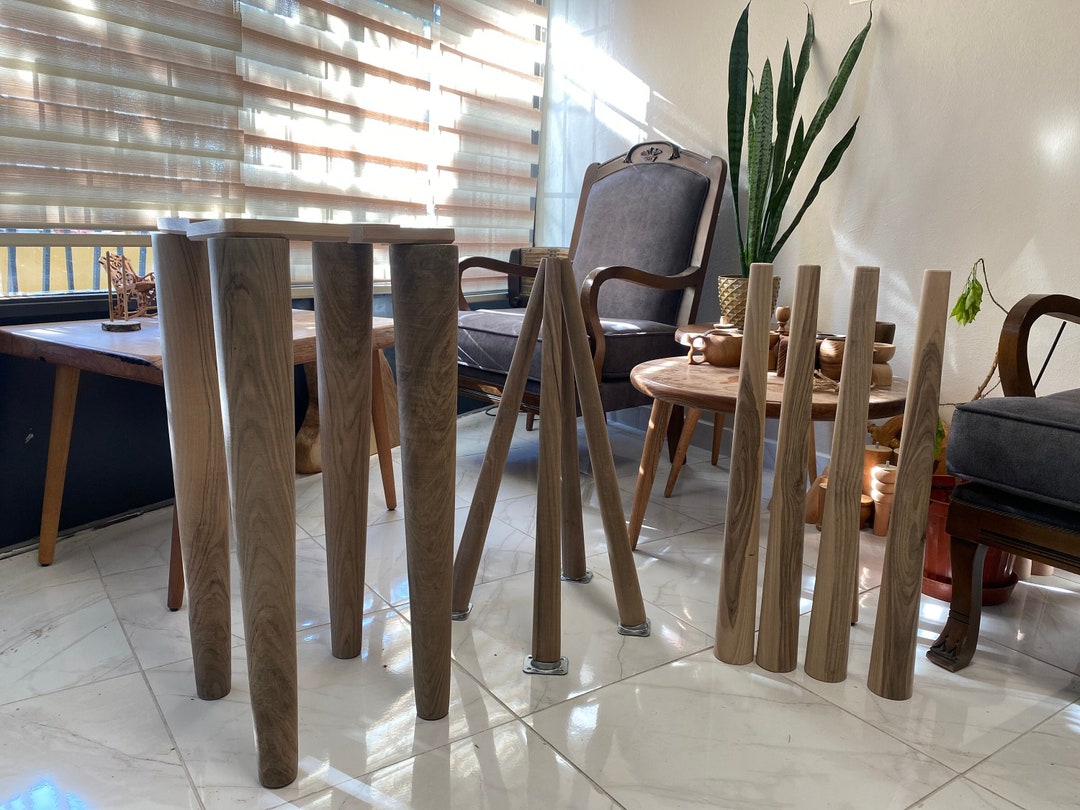 Dark Walnut Wood Dining Table Legs set of 4 2, 3 and 4 Thick Dining