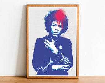 Jimi Hendrix, Rock Music Print, Rock Poster, Rock Wall Art, Rock Music Wall Art, Rock Poster, Rock Poster, Rock Music, Blue Rock Music.