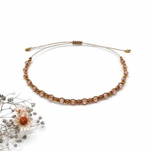 Armband für Damen, Freundschaftsbänder, Schöne Geschenke für Freundin, Armband mit rosa Glassteinen und goldenen Kugeln