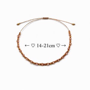 Armband für Damen, Freundschaftsbänder, Schöne Geschenke für Freundin, Armband mit rosa Glassteinen und goldenen Kugeln, Schiebeverschluss 14-21cm