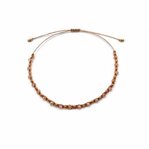 Armband für Damen, Freundschaftsbänder, Schöne Geschenke für Freundin, Armband mit rosa Glassteinen und goldenen Kugeln, von oben