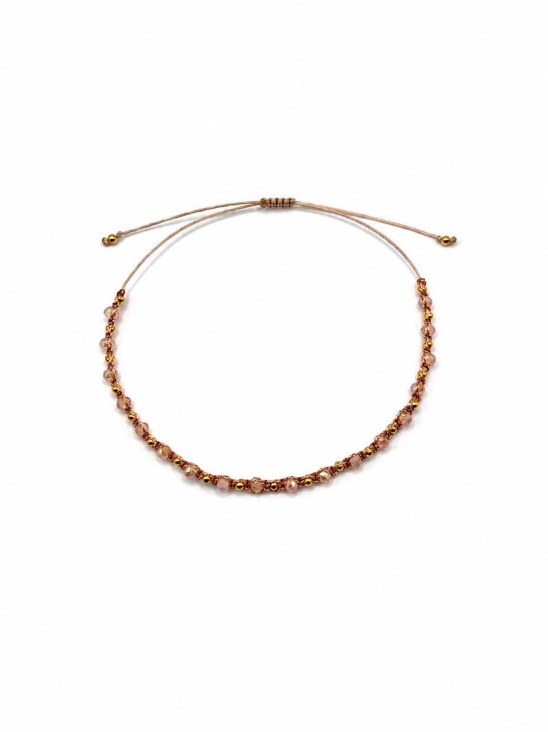 Armband für Damen, Freundschaftsbänder, Schöne Geschenke für Freundin, Armband mit rosa Glassteinen und goldenen Kugeln, von oben