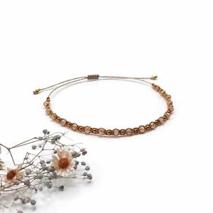 Armband für Damen, Freundschaftsbänder, Schöne Geschenke für Freundin, Armband mit rosa Glassteinen und goldenen Kugeln