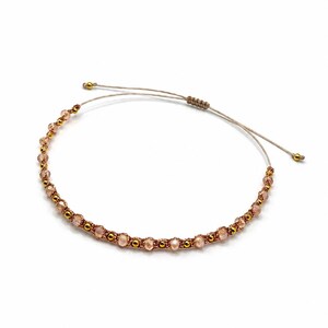 Armband für Damen, Freundschaftsbänder, Schöne Geschenke für Freundin, Armband mit rosa Glassteinen und goldenen Kugeln