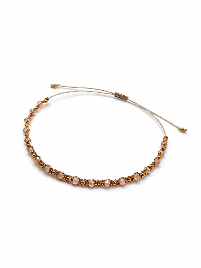 Armband für Damen, Freundschaftsbänder, Schöne Geschenke für Freundin, Armband mit rosa Glassteinen und goldenen Kugeln