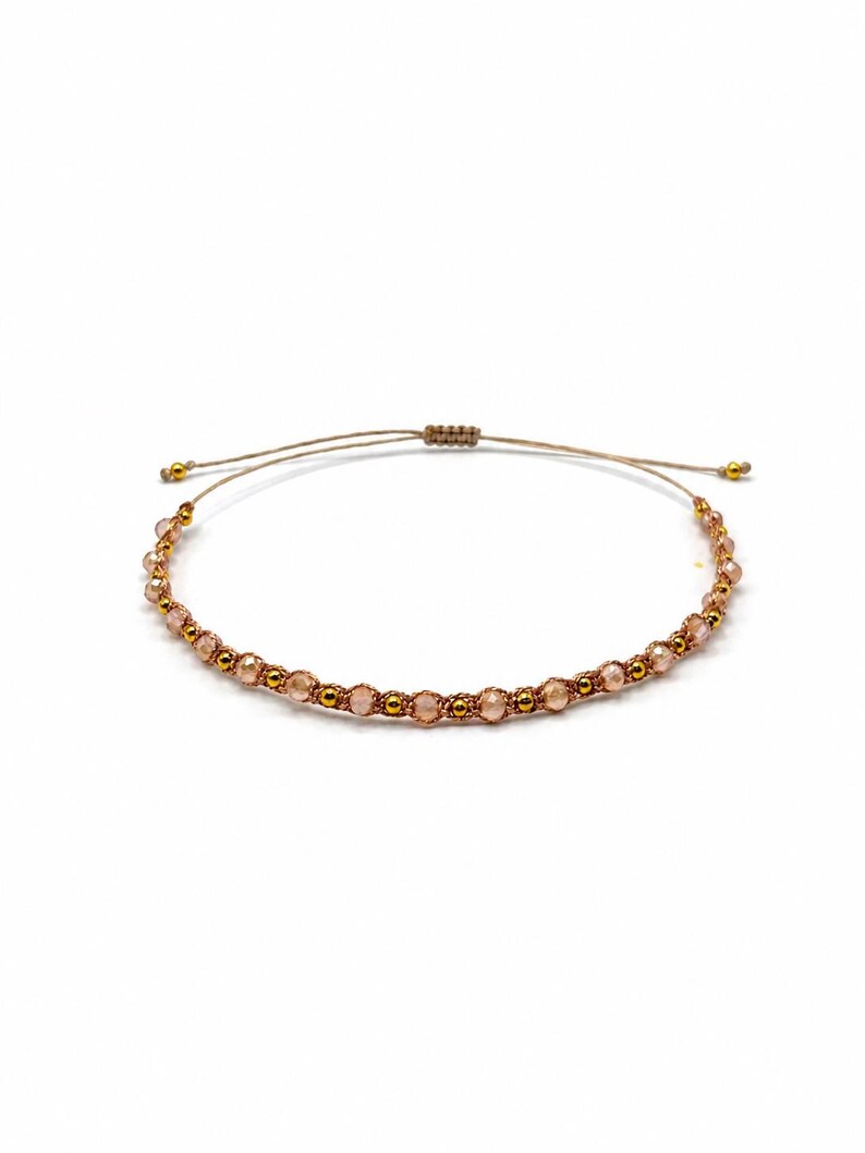 Armband für Damen, Freundschaftsbänder, Schöne Geschenke für Freundin, Armband mit rosa Glassteinen und goldenen Kugeln