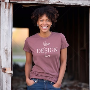 Bella Canvas Mockup T-Shirt | Bella Canvas Mockups | Heather Orchid Mockup Tee | 3001 | Mockup | Print On Demand | Womens Tee | POD