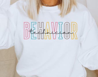 Sudadera colorida para técnico de comportamiento, cuello redondo para técnico de comportamiento, camiseta RBT, suéter para técnico de terapia ABA, regalo de agradecimiento para técnico de comportamiento