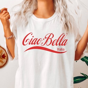 Comfort Colors® Ciao Bella Italia Shirt Classic Hello Beautiful Tee, Italian Vacation Lover Gift, Cute Italy Summer Travel Y2K Graphic Tee