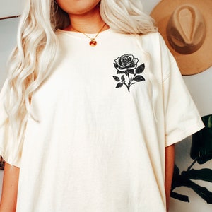 Retro Rose Shirt Minimal Rose Tee Rose Flower Shirt, Rose Tshirt, Gift for Rose Lover, Floral Shirt, Rose Botanical Tee, Comfort Colors® Tee
