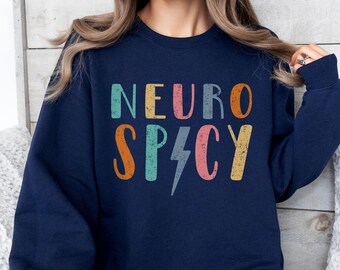 Sudadera retro Neurospicy, camiseta neurodivergente, sudadera Neuro Spicy con TDAH, celebra todas las mentes, regalo de aceptación y concienciación sobre el autismo