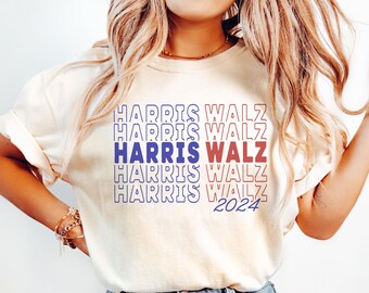 Comfort Colors® Kamala Harris Walz 2024 Shirt, Madam President Election T-shirt, Retro Voting Tee, Democrat Rally Gift For Liberal Voter