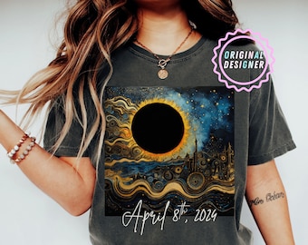 Comfort Colors® Solar Eclipse Shirt 2024 Total Solar Eclipse Tshirt Aesthetic April 8th 2024 Shirt Celestial Tee Artistic Solar Eclipse Gift