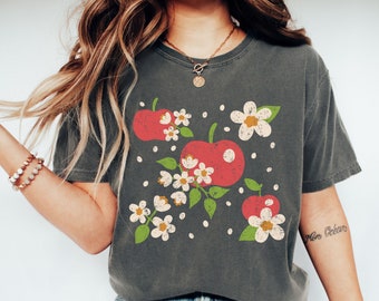 Apple Shirt Fruit Shirt Retro Fall Shirt, Apple Picking Tee, Apple Flower Shirt, Retro Apple Shirt, Fruit Lovers Shirt, Fruit Lovers Gift