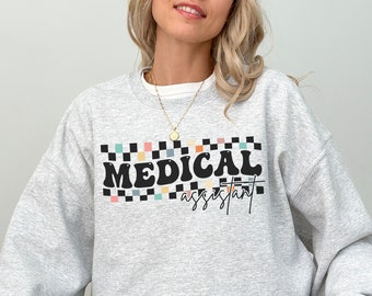 Medical Assistant Sweatshirt Checkered Medical Assistant Sweatshirt Cute Medical Assistant Student Gift For Certified Medical Assistant Grad