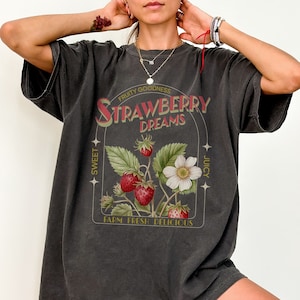 Comfort Colors® Strawberry Dreams Tshirt Vintage Inspired Strawberry Shirt, Cute Strawberry Gift For Fruit Lovers, Retro Strawberries Tee