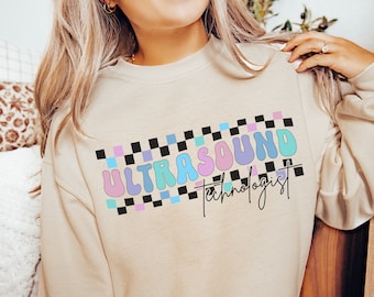 Ultrasound Tech Sweatshirt Checkered Ultrasound Tech Crewneck, Cute Ultrasound Technologist Gift For RDMS Graduation Sonographer Sweater