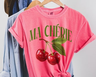 Comfort Colors® Ma Chérie Cherries Shirt Cherry Coquette T-shirt, Y2K Cherries Tee, Cute Summer Fruit Illustration Shirt, Cherry Lover Gift
