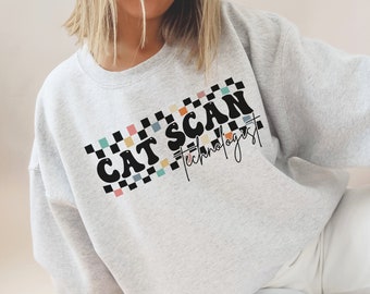 CAT Scan Technologist Sweatshirt Checkered Cat Scan Tech Crewneck Sweater, CT Tech Gift For Radiography Student, Rad Tech CT Tech Grad Gift