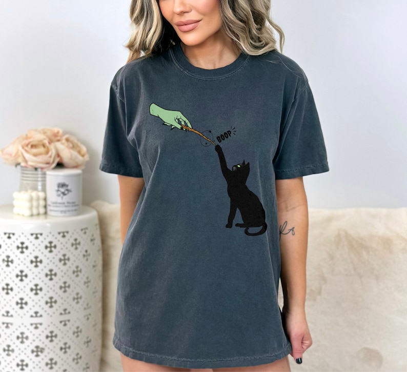 Comfort Colors® Funny Cat Halloween Shirt, Cute Witchy Cat Lover Tshirt, Magical Black Cat Lover Shirt Spooky Halloween Tee Gift For Cat Mom Pepper