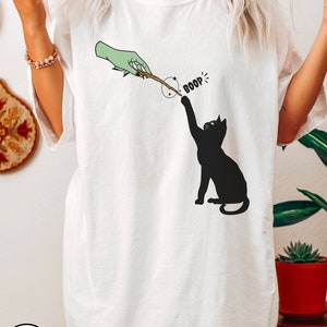 Comfort Colors® Funny Cat Halloween Shirt, Cute Witchy Cat Lover Tshirt, Magical Black Cat Lover Shirt Spooky Halloween Tee Gift For Cat Mom White