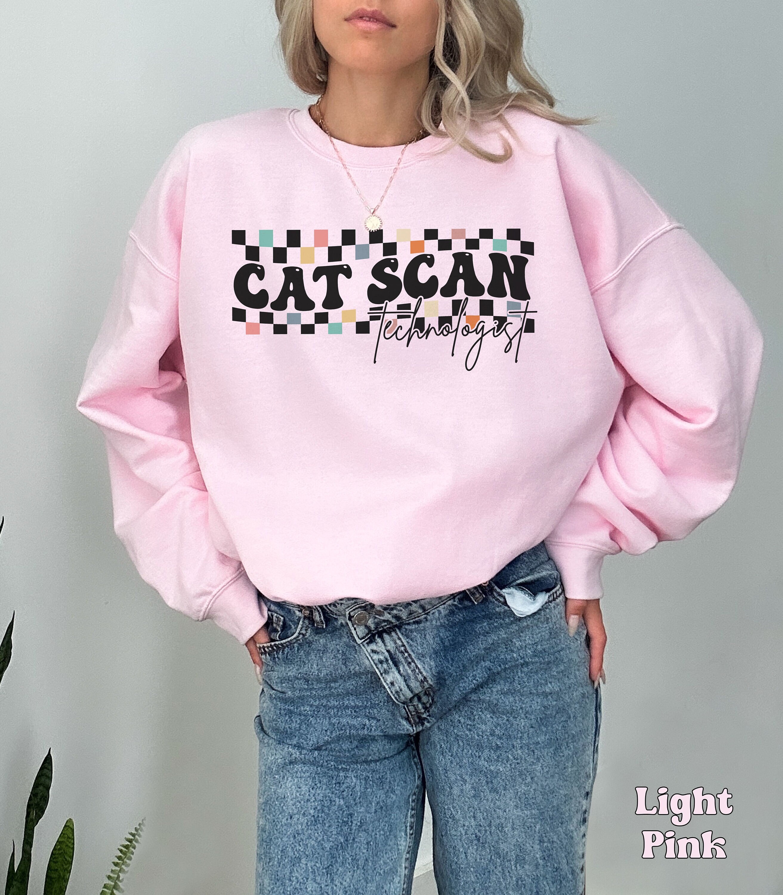 CAT Scan Technologist Sweatshirt Checkered Cat Scan Tech Crewneck Sweater, CT Tech Gift For Radiography Student, Rad Tech CT Tech Grad Gift